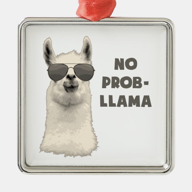 No Problem Llama Metal Ornament (Front)