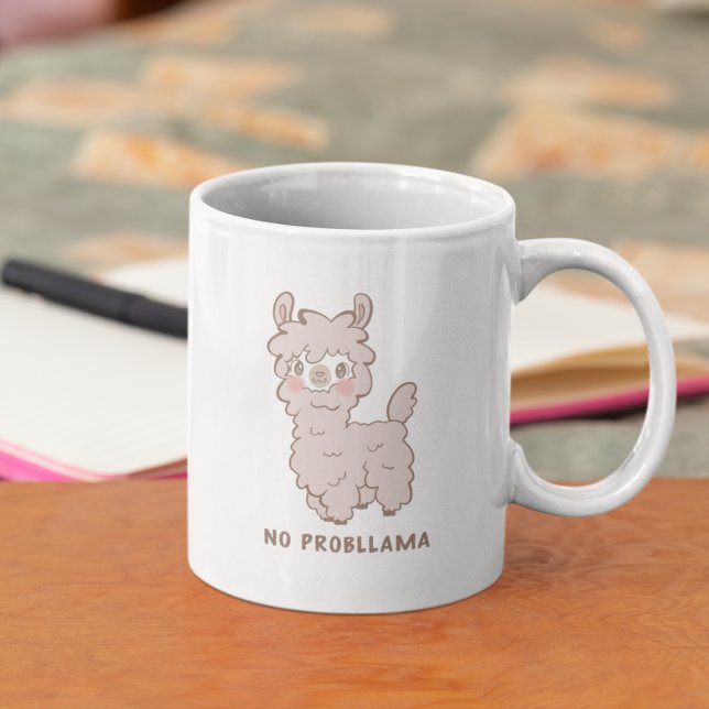 No Probllama Cute Pink Llama Coffee Mug (Creator Uploaded)