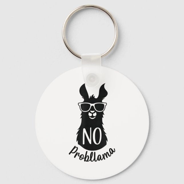 No Probllama Gift Humor Word Game Lama No Problema Keychain (Front)