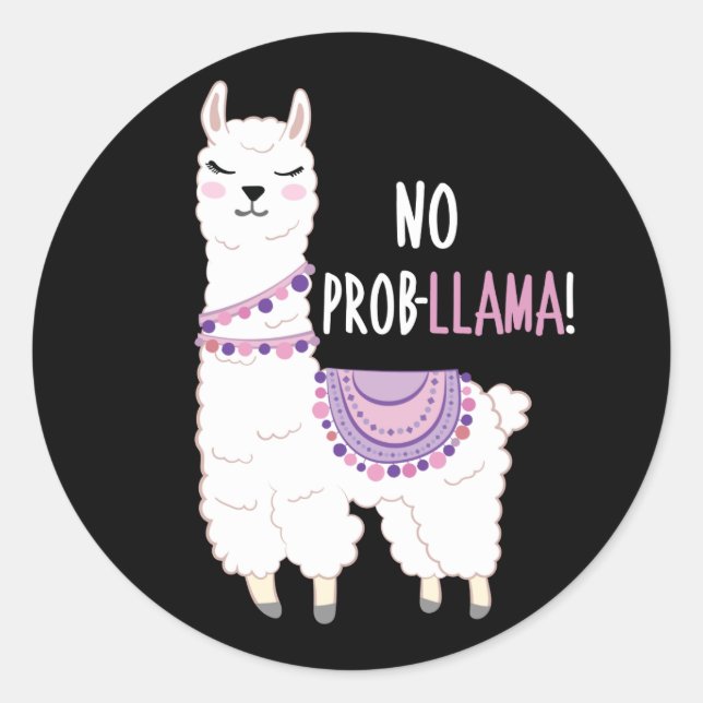 No Probllama Llama Classic Round Sticker (Front)