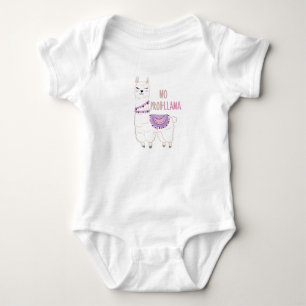 No Probllama Llama Funny Baby Bodysuit