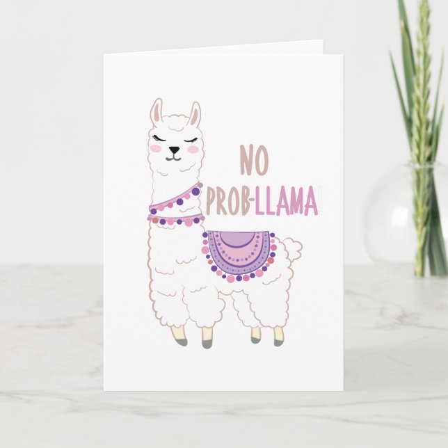 No Probllama Llama Funny Holiday Card (Front)