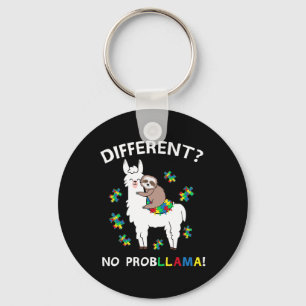 No Probllama Llama Sloth Puzzle Cool Autism Awaren Keychain