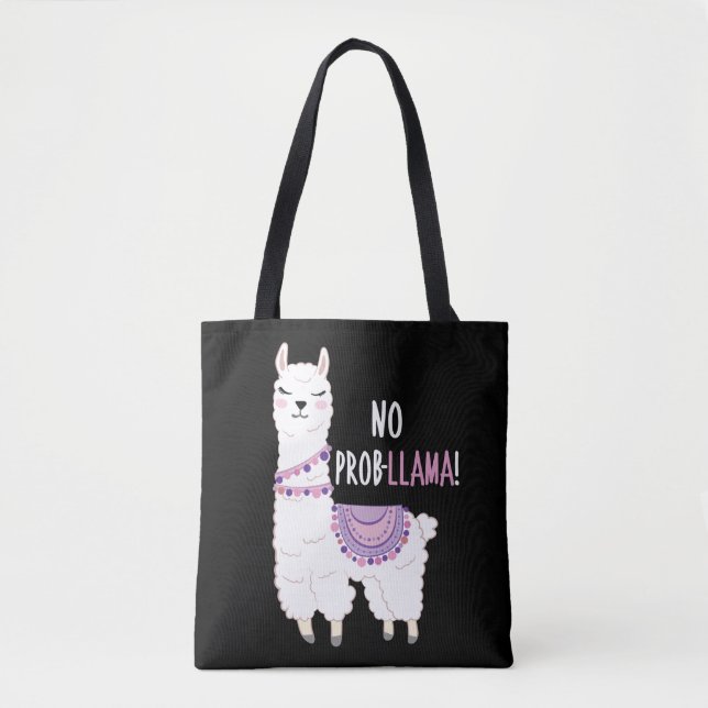 No Probllama Llama Tote Bag (Front)