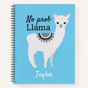 No ProbLlama Personalized Cute Llama Blue Notebook