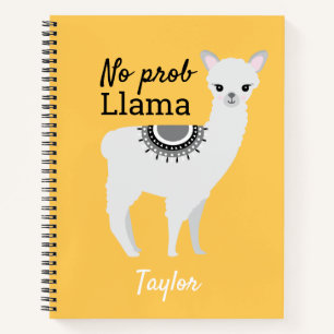 No ProbLlama Personalized Cute Llama Yellow Notebook