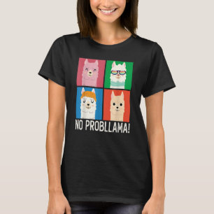 No Probllama  Vintage Colorful Llama Alpaca Rainbo T-Shirt