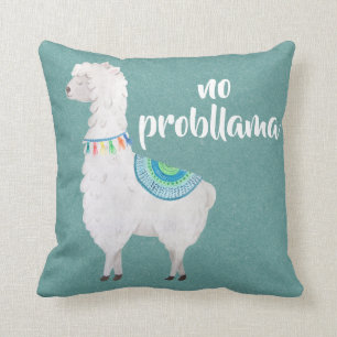 no probllama watercolor llamas throw pillow
