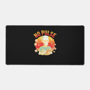 No Pulse Skeleton Nurse Funny Medical Halloween Pa Desk Mat
