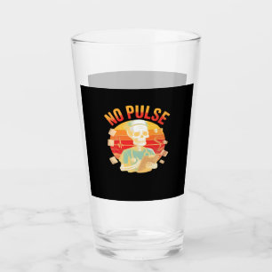 No Pulse Skeleton Nurse Funny Medical Halloween Pa Glass