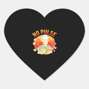 No Pulse Skeleton Nurse Funny Medical Halloween Pa Heart Sticker