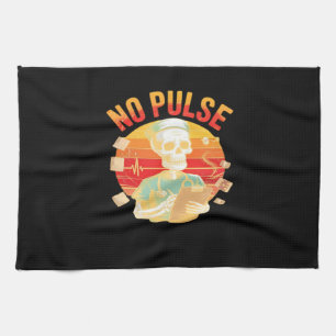 No Pulse Skeleton Nurse Funny Medical Halloween Pa Kitchen Towel