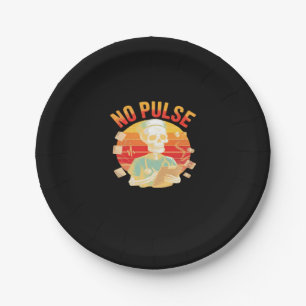 No Pulse Skeleton Nurse Funny Medical Halloween Pa Paper Plate