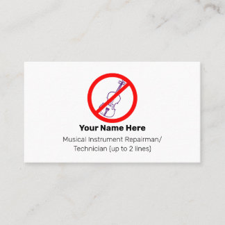 No Purple Violins Instrument Tech White Business Card