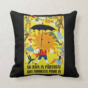 No Rain in Portugal~ But Tourist Pour in Throw Pillow
