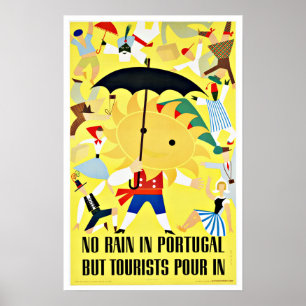 No Rain in Portugal Vintage Travel Poster