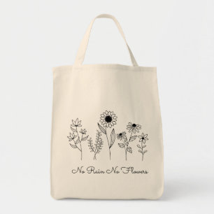 No Rain No Flowers Boho Line Tote Bag