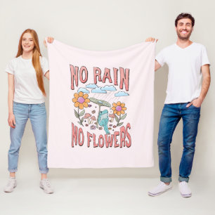 "No Rain, No Flowers" Inspirational Floral Fleece Blanket