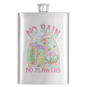 No Rain, No Flowers Inspiring Floral & Mushroom Hip Flask