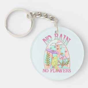 No Rain, No Flowers Inspiring Floral & Mushroom Keychain