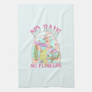 No Rain, No Flowers   Inspiring Floral & Mushroom Kitchen Towel