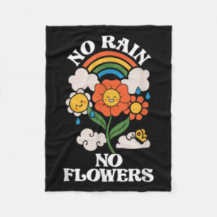 No Rain No Flowers _ Rainbow Nature _ Motivation Fleece Blanket