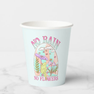 No Rain, No Flowers – Vibrant Floral & Mushroom Paper Cups