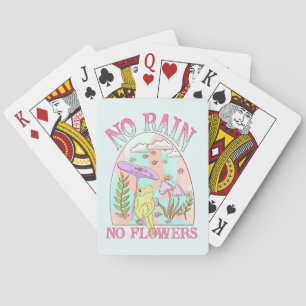 No Rain, No Flowers – Vibrant Floral & Mushroom Playing Cards