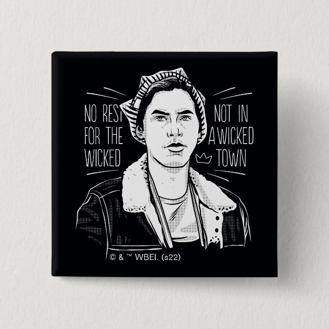 No Rest For The Wicked 2 Inch Square Button (Front)