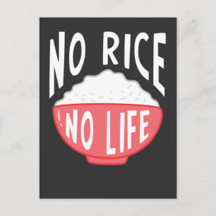 No Rice No Life Asian Rice Bowl Addicted Postcard