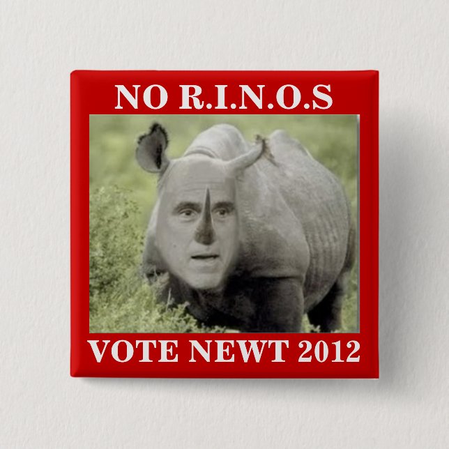 NO RINOS NEWT 2012 2 INCH SQUARE BUTTON (Front)