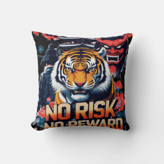 No Risk No Reward – Samurai Tiger Throw Pillow