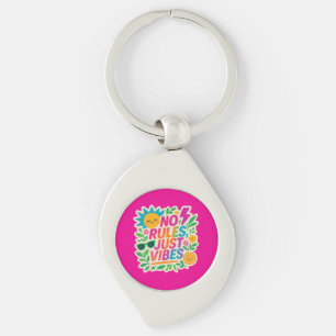 No Rules Just Vibes – Neon Gradient Kawaii-Punk Ty Keychain