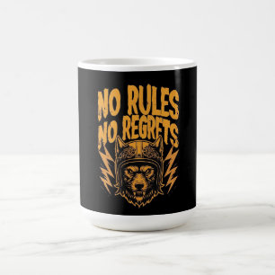 No Rules No Regrets - Wolf Biker Graphic Coffee Mug
