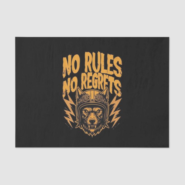 No Rules No Regrets - Wolf Biker Graphic Tissue Paper (Front)