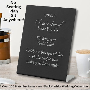 No Seating Chart - Wedding Black White Infinity Pedestal Sign