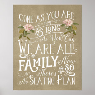 no seating plan wedding sign poster