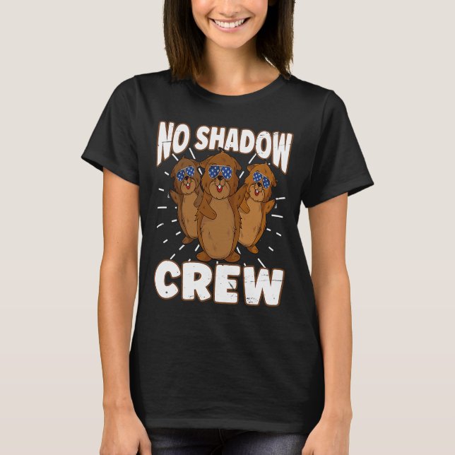No Shadow Crew Groundhog American Flag  Groundhog  T-Shirt (Front)