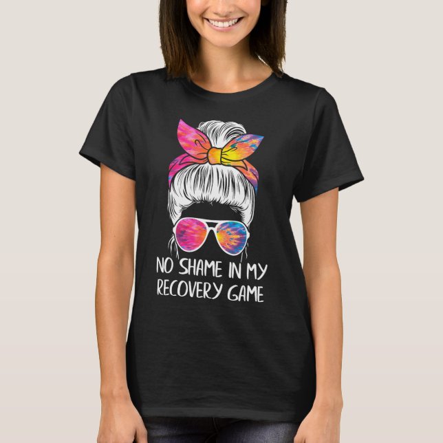 No Shame In My Recovery Game - Sobriety Aa Na Anni T-Shirt (Front)