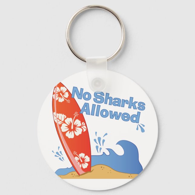 No Sharks Allowed Keychain (Front)