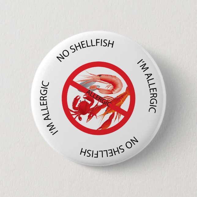 No Shellfish Allergy Alert Button (Front)