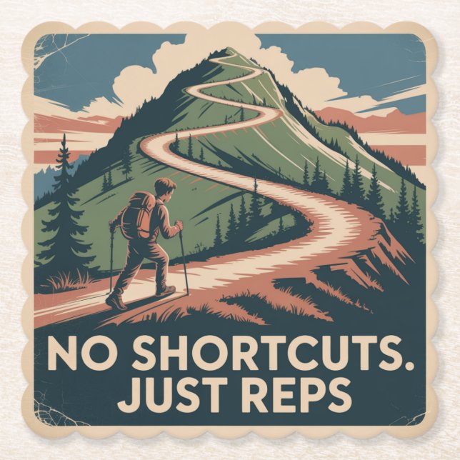 No Shortcuts. Just Reps Paper Coaster (Front)