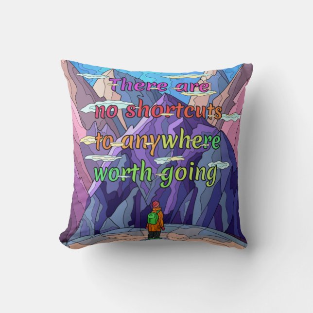 no shortcuts throw pillow (Front)