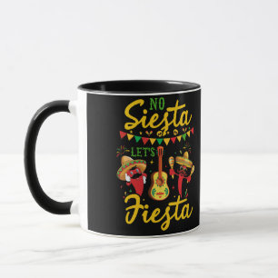 No Siesta Let's Fiesta Mexican Maracas Sombrero Mug