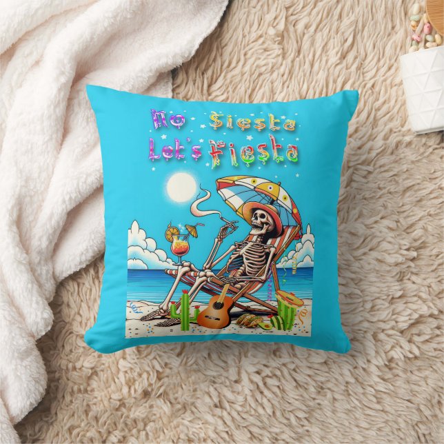 No Siesta Let's Fiesta Throw Pillow (Blanket)