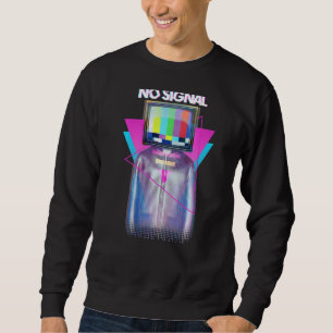 No Signal Television Off Air Man Glitch Vaporwave Sweatshirt