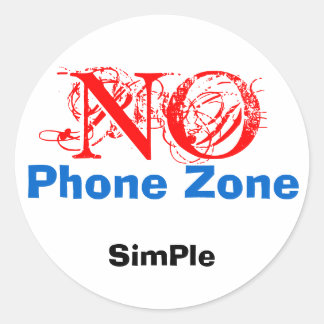 NO, SimPle, Phone Zone Classic Round Sticker