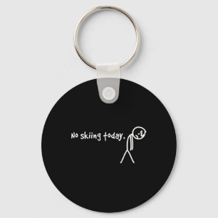 No Skiing Today Sad Stick Man  Keychain