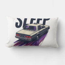 No Sleep Retro Motel Lumbar Throw Pillow