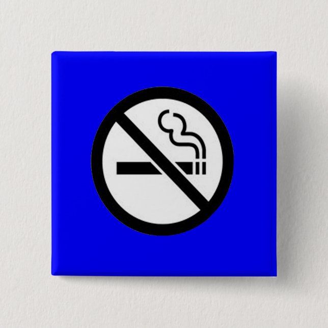 No Smoking 2 Inch Square Button (Front)